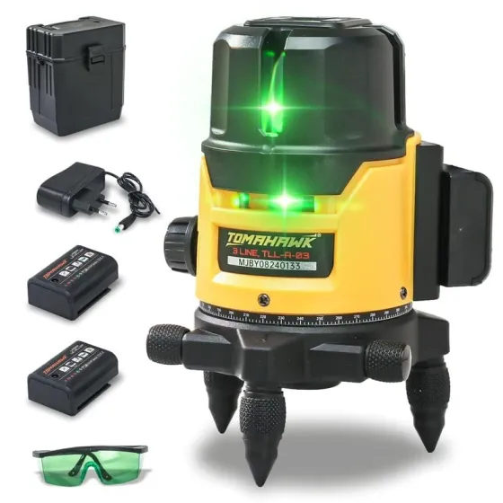 Tomahawk 5-Line 3D Green Laser Level — Cross Line