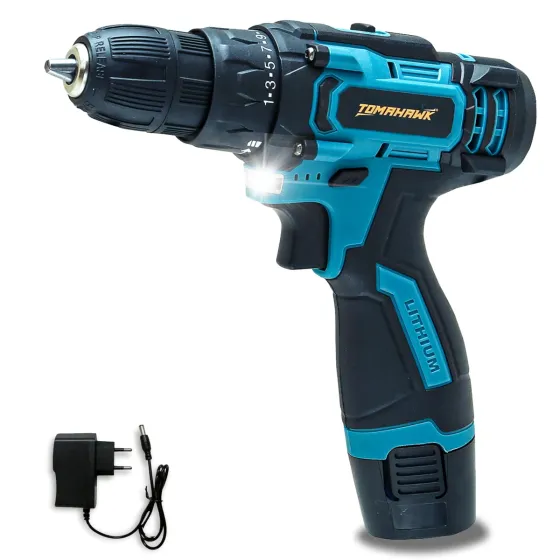 Tomahawk 12V Cordless Drill Machine for Home Use with 2 Speed