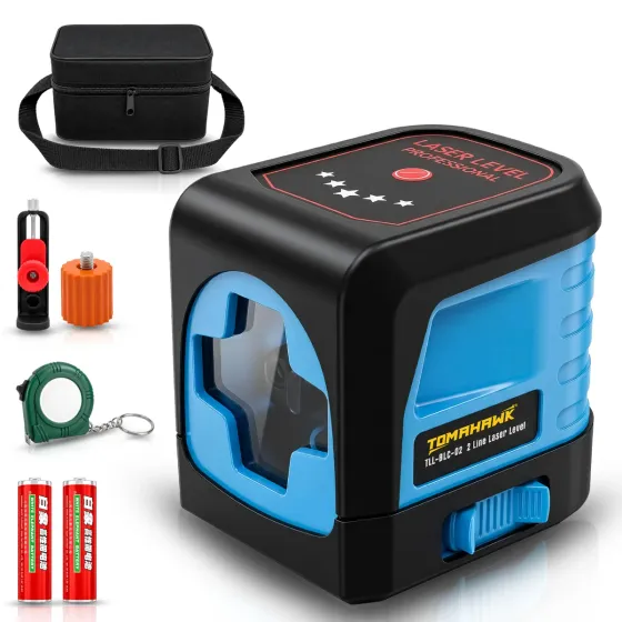 Tomahawk Green Beam 2 Line Laser Level - Self-Leveling Cross
