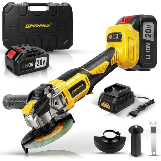 Tomahawk CGR-5555 20V Brushless Cordless Angle Grinder with 2