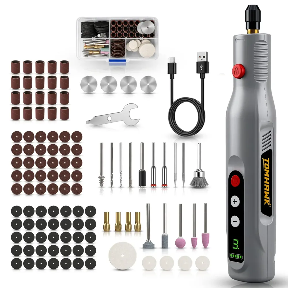 Tomahawk MGK-3000 Cordless Electric Mini Drill Grinder Set –