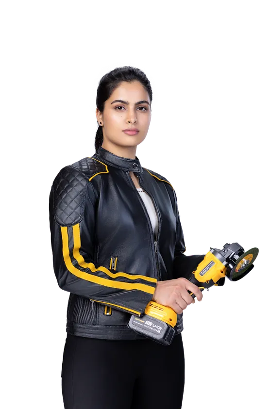 Tomahawk brand ambassador with an angle grinder